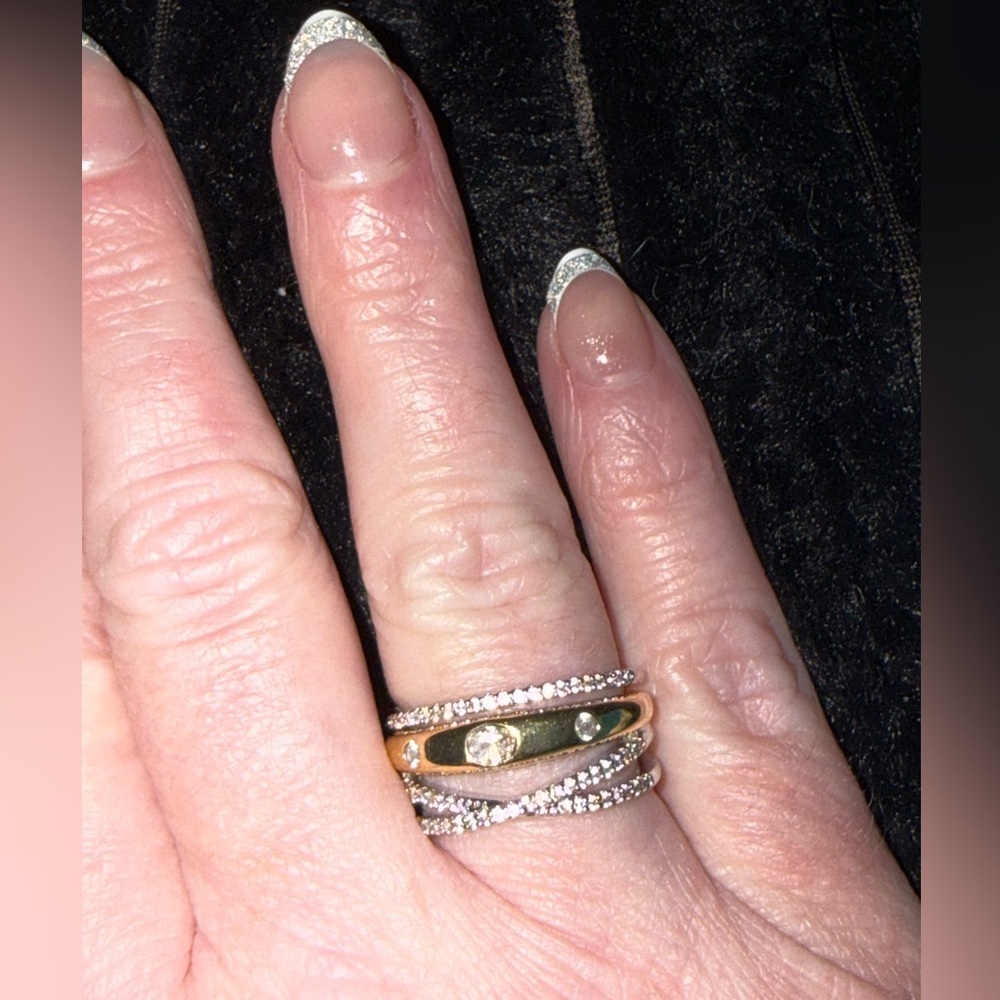 The Aurelia Multi-Band Mixed Metal/Crystal
Statement Ring Size 8 - Picture 9 of 9